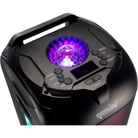 Gemini Sound GPLT-360 Portable, Wireless, Bluetooth, Party Tower Speaker with Multi Mode LED Light FX & Microphone Included