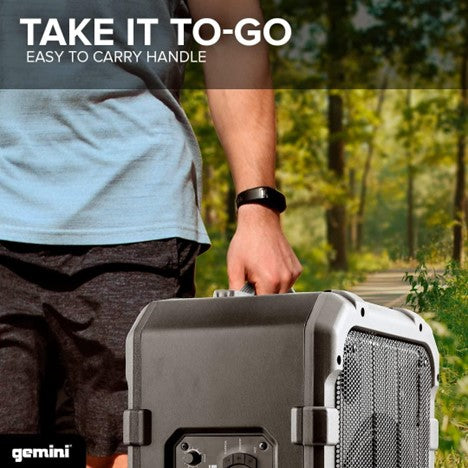 Gemini Sound MPA-2400 Portable Waterproof Outdoor Tailgate Party Bluetooth Speaker with Wheels & Handle - Gray