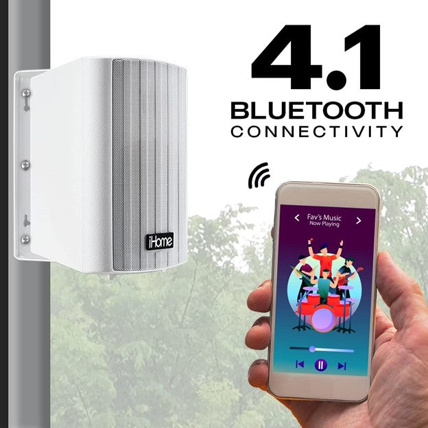 iHome IHSI-W525BT-PR-WHT Bluetooth, Indoor/Outdoor, All Weather, Weatherproof, Wall/Ceiling Mounted Surround Speaker System